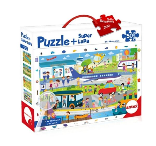 Puzzle + Super lupa: Transportes